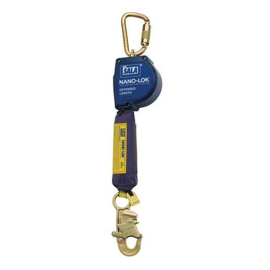 3M DBI Sala Fall Protection Nano-Lok™ Extended Length Self-Retracting Lifeline, 10', Polyester/Web, Swivel