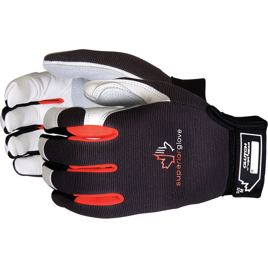 Superior Glove Works Ltd. Clutch Gear® Mechanic's Gloves, Grain Leather/Split Leather Palm, Size Small