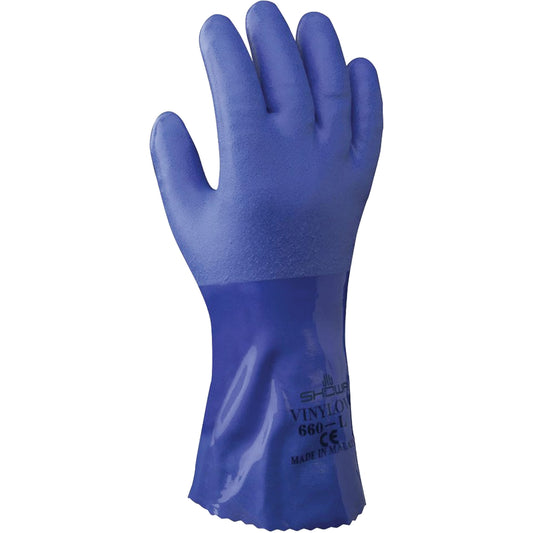 Showa Atlas 660 Triple-Dipped Heavyweight Gloves, Size Small/7, 12" L, PVC, Cotton Inner Lining, 71-mil