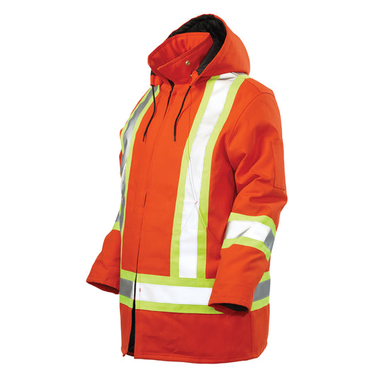 Tough Duck Safety Parka, High Visibility Orange, Large