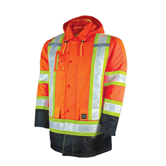 Tough Duck Lined Safety Parka, High Visibility Orange, Large