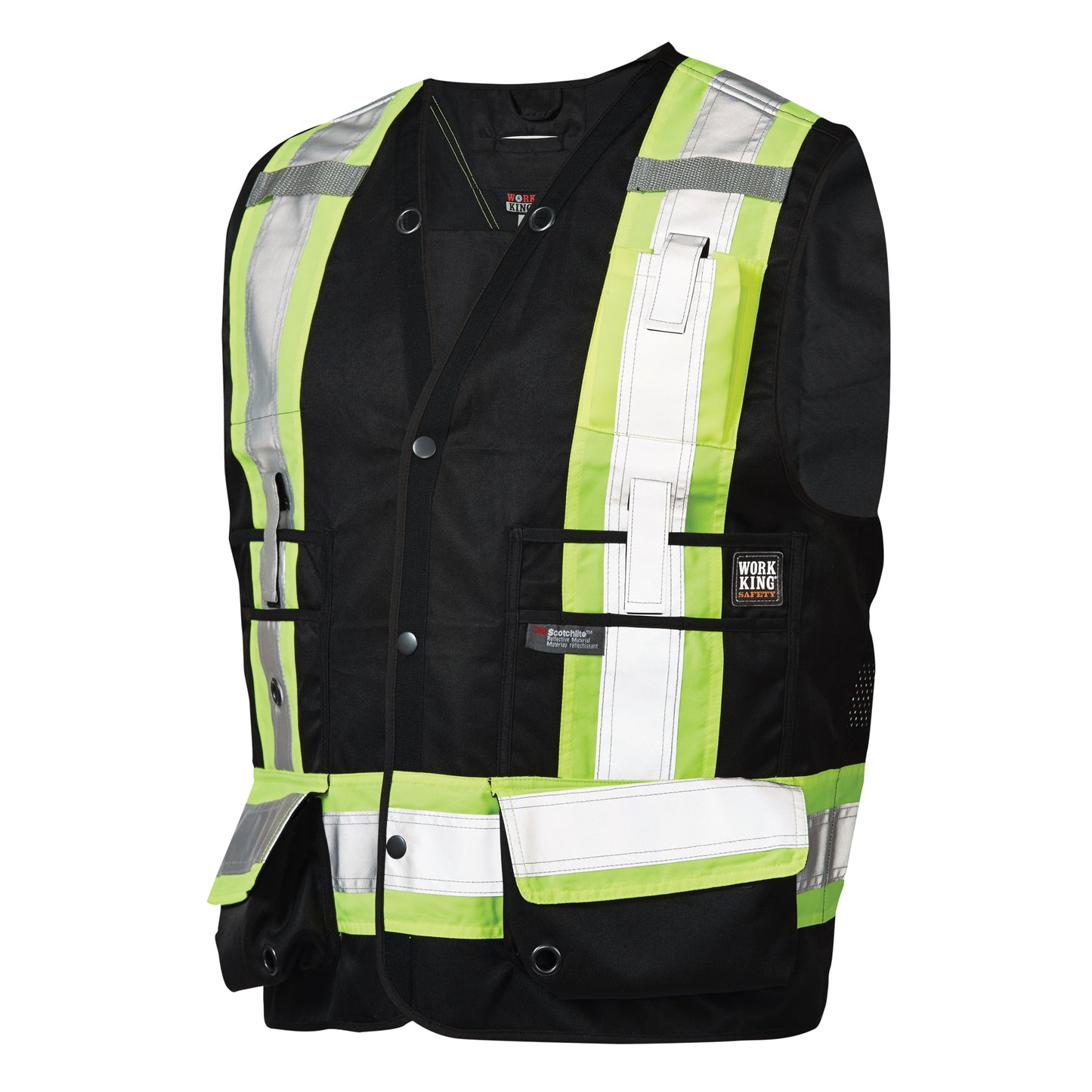 Tough Duck Surveyor Safety Vest, Black, 2X-Large, Polyester