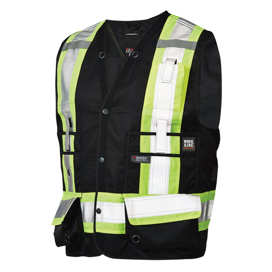 Tough Duck Surveyor Safety Vest, Black, 2X-Large, Polyester