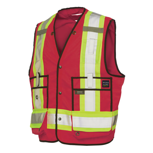 Tough Duck Surveyor Safety Vest, Red, Small, Polyester