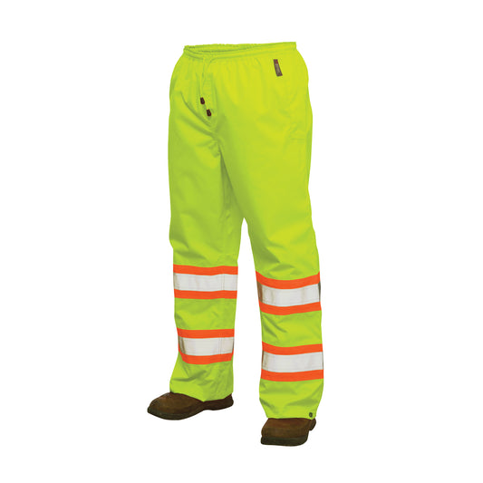 Tough Duck 300D Safety Rain Pant, Polyester, 4X-Large, High Visibility Lime-Yellow
