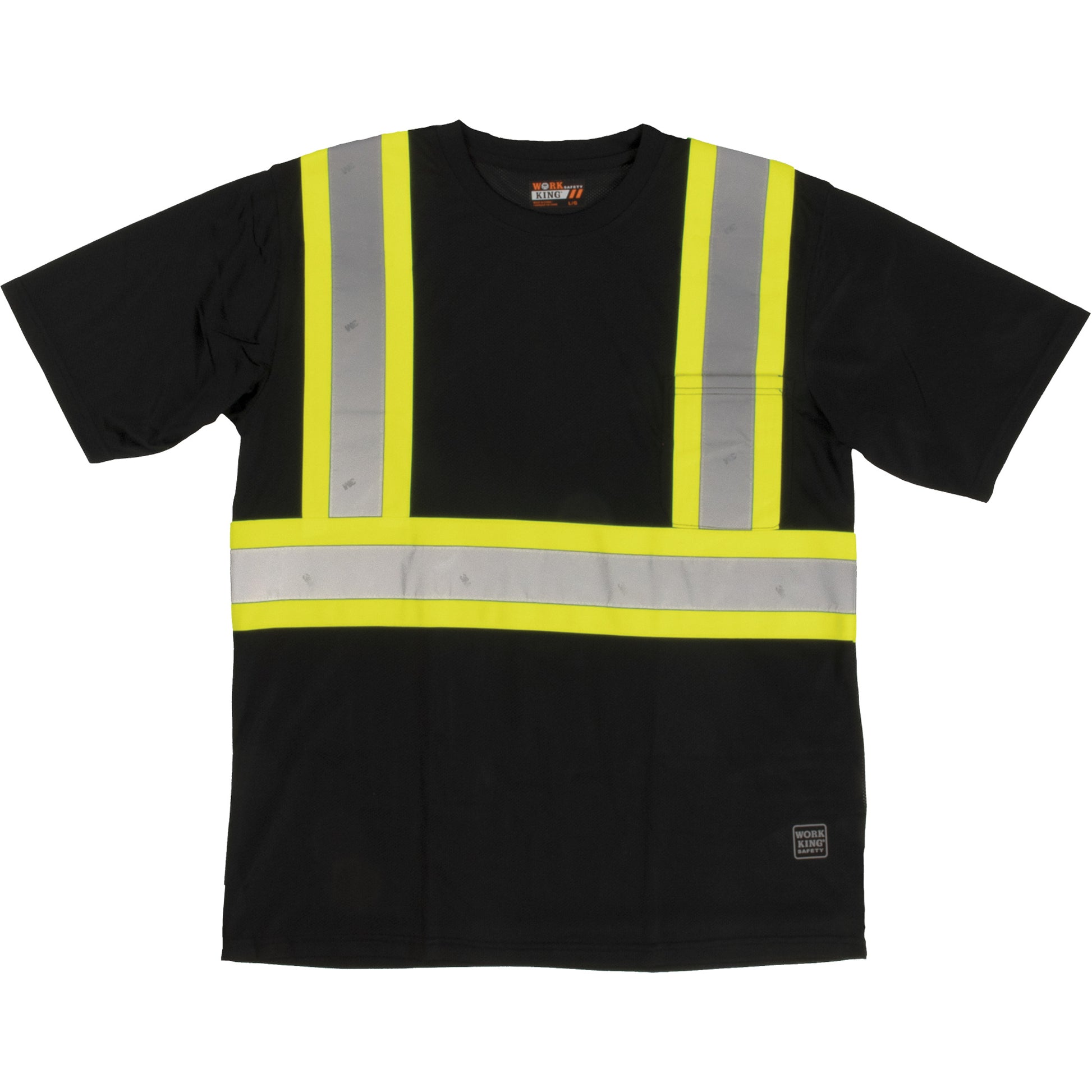 Tough Duck Short-Sleeved Safety T-Shirt with Pocket, Polyester, Medium, Black