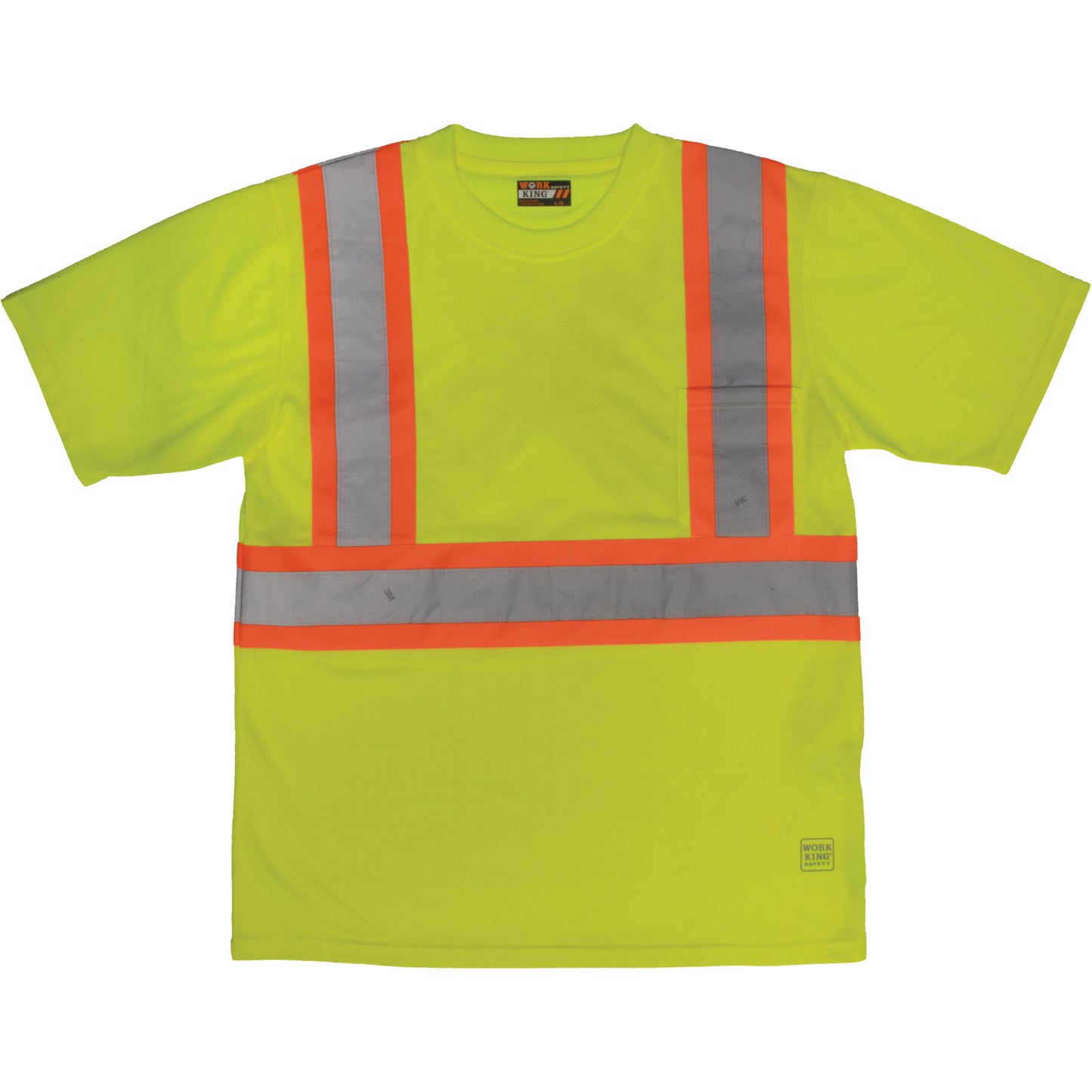 Tough Duck Short-Sleeved Safety T-Shirt with Pocket, Polyester, 5X-Large, High Visibility Lime-Yellow