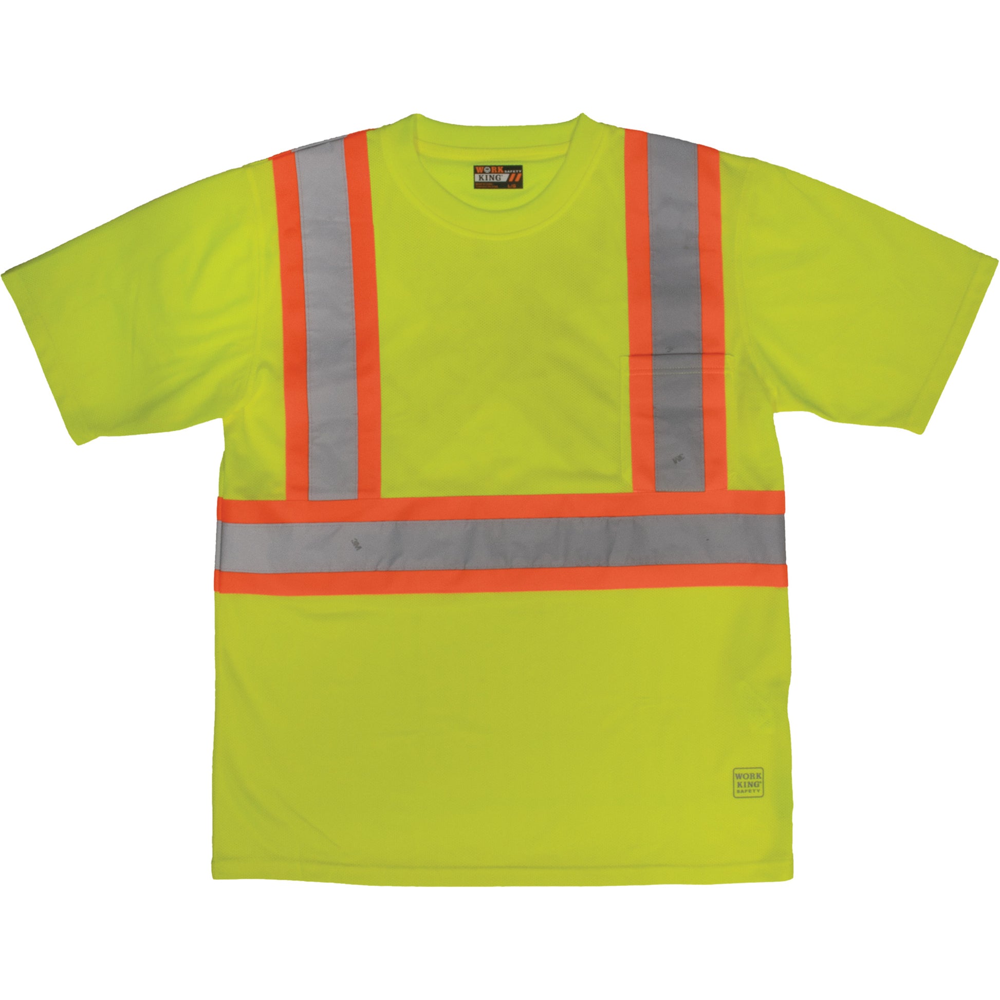 Tough Duck Short-Sleeved Safety T-Shirt with Pocket, Polyester, 5X-Large, High Visibility Lime-Yellow