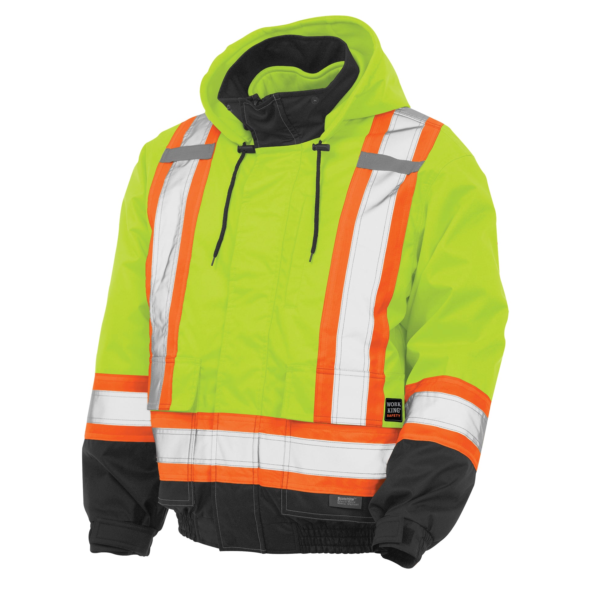 Tough Duck 3-in-1 Safety Bomber Jacket, Polyester/Polyurethane, High Visibility Lime-Yellow, 2X-Large