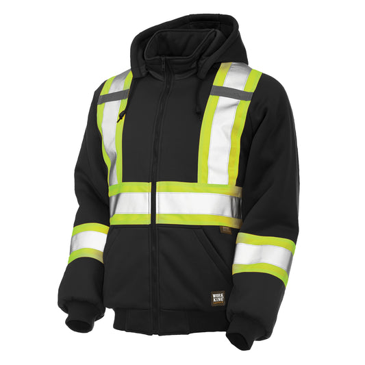 Tough Duck Insulated Safety Hoodie, Polyester, Medium, Black