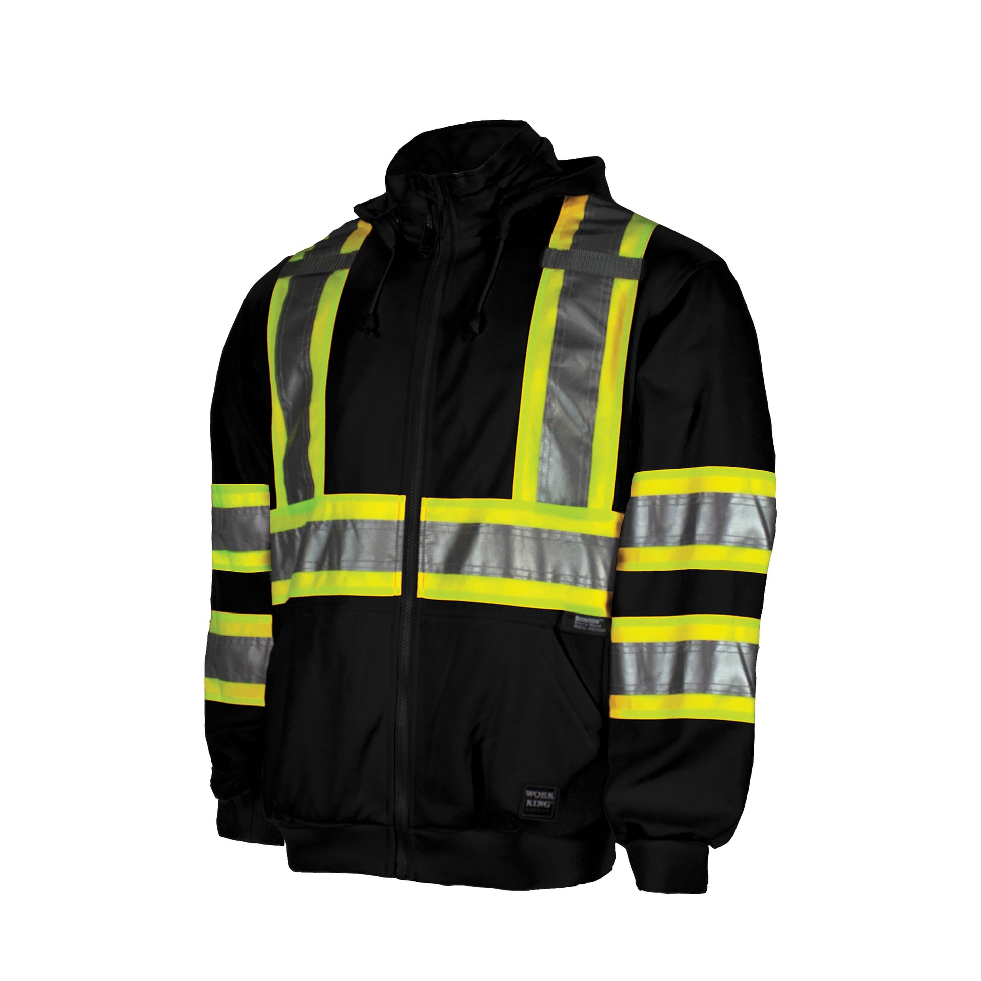 Tough Duck Zip Front Safety Fleece Hoodie, Polyester, Black, 2X-Large
