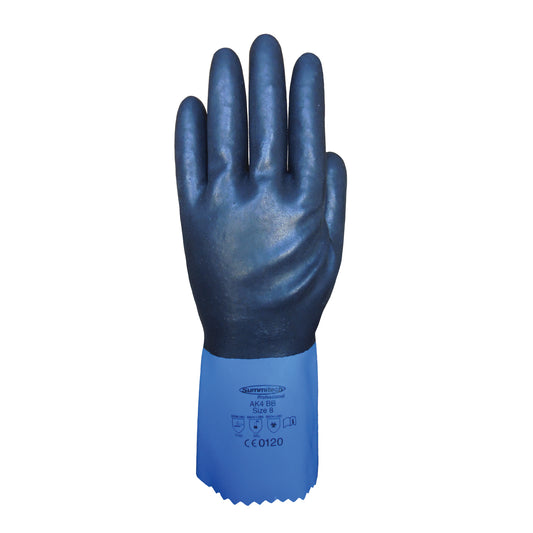 BCL Glove Ltd Full-Dipped Chemical Resistant Gloves, Size Large/9, 11.8" L, Chloroprene, Poly-Cotton Inner Lining, 59-mil