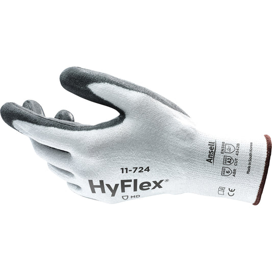 Ansell HyFlex® 11-724 Cut-Resistant Gloves, Size 9, 13 Gauge, Polyurethane Coated, Intercept™ Shell, ASTM ANSI Level A2/EN 388 Level B