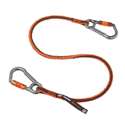 Ergodyne Squids® 3118F(x) Locking Tool Lanyard, Bungee, Dual Carabiner