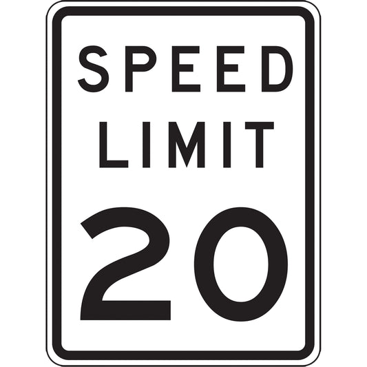 Accuform Signs 20 Km Speed Limit Sign, 18" x 12", Aluminum, English