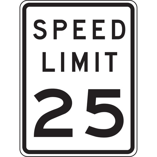 Accuform Signs 25 Km Speed Limit Sign, 24" x 18", Aluminum, English