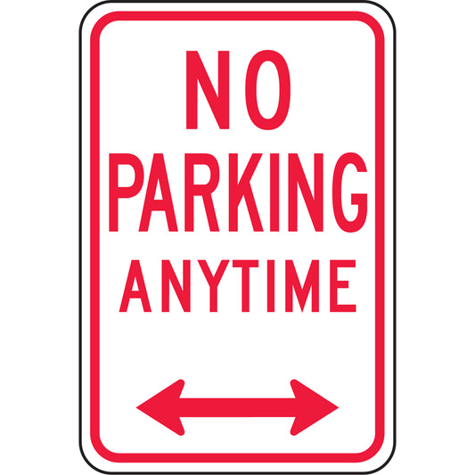Accuform Signs No Parking Anytime Double Arrow Sign, 18" x 12", Aluminum, English with Pictogram