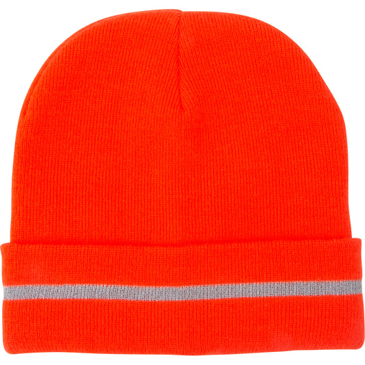 Zenith Safety Products High Visibility Knit Hat with Reflective Stripe, High Visibility Orange, Acrylic