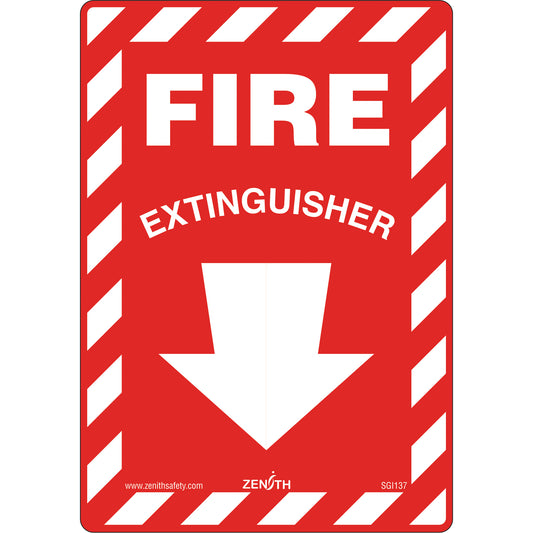Zenith Safety Products Fire Extinguisher Safety Sign, 10" x 7", Vinyl, English with Pictogram