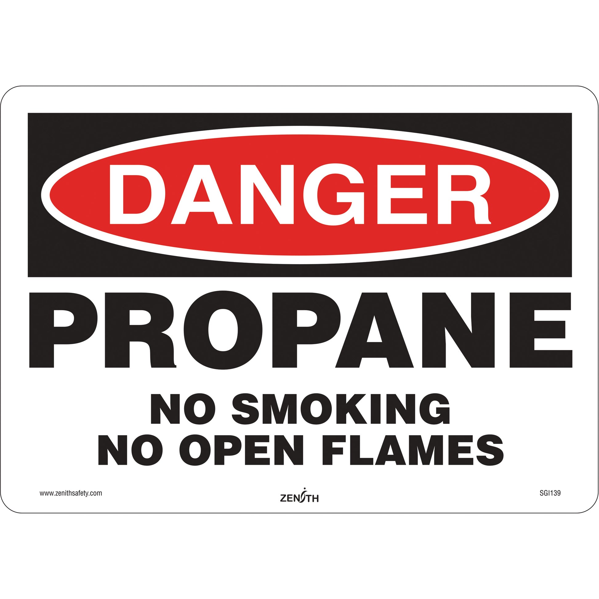 Zenith Safety Products Danger Propane Safety Sign, 10" x 14", Vinyl, English