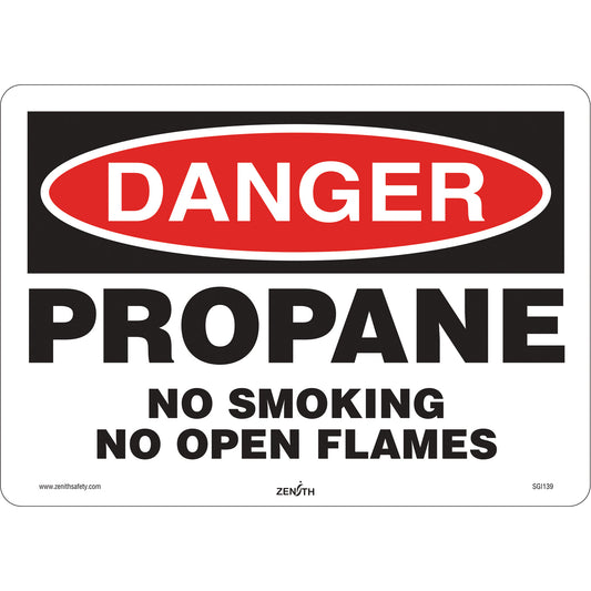 Zenith Safety Products Danger Propane Safety Sign, 10" x 14", Vinyl, English