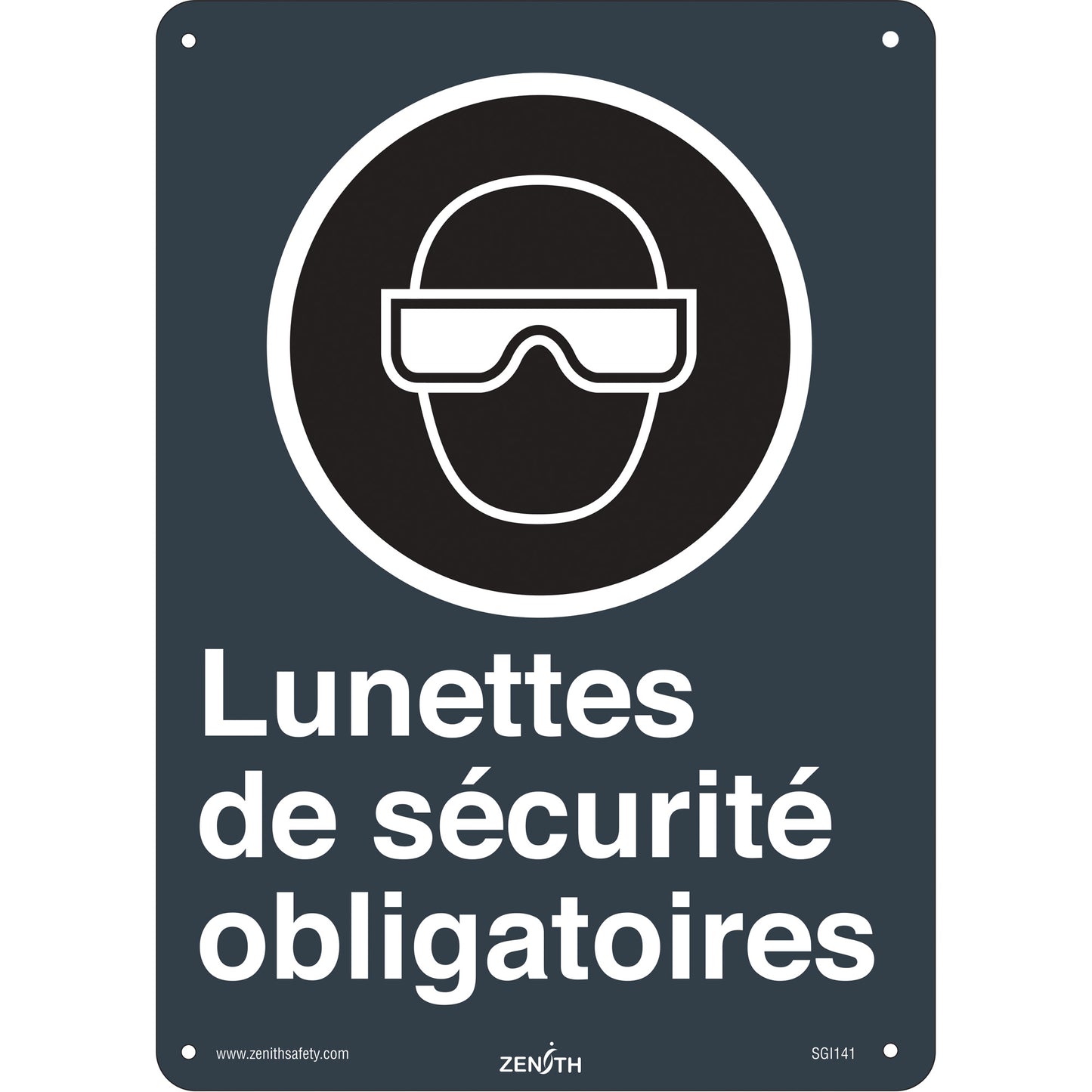 Zenith Safety Products Lunettes de sécurité CSA Standard Safety Sign, 14" x 10", Plastic, French with Pictogram