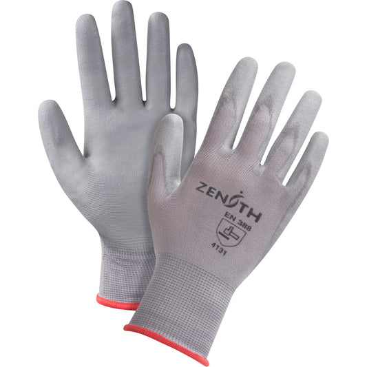 Zenith Safety Products DMF-Free Coated Gloves, 9/Large, Polyurethane Coating, 15 Gauge, Nylon Shell