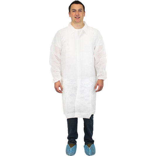  Lab Coat, Polypropylene, White, Medium