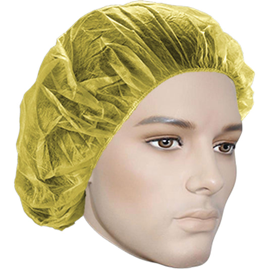 Ronco Bouffant Caps, Polypropylene, 24", Yellow