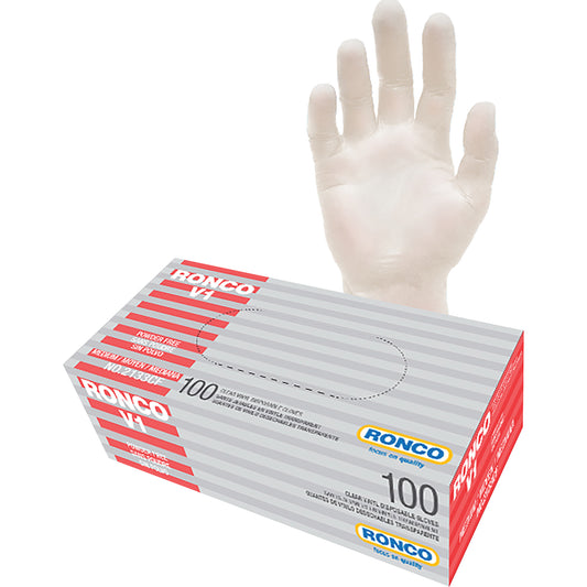 Ronco Disposable Gloves, Medium, Vinyl, 3-mil, Powder-Free, Clear