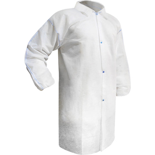 Ronco Disposable Lab Coat, Polypropylene, White, Medium