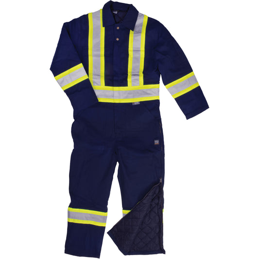 Tough Duck Reflective Duck Coveralls, Large, Navy Blue