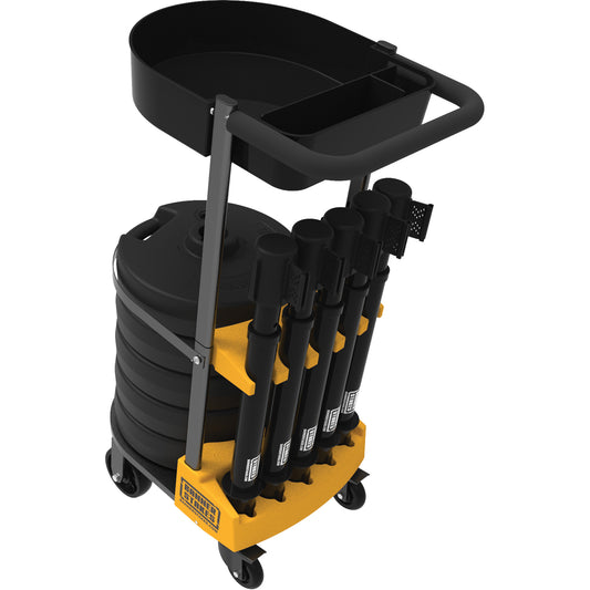 Banner Stakes PLUS Barrier Post Cart Kit with Tray, 75' L, Metal, Black