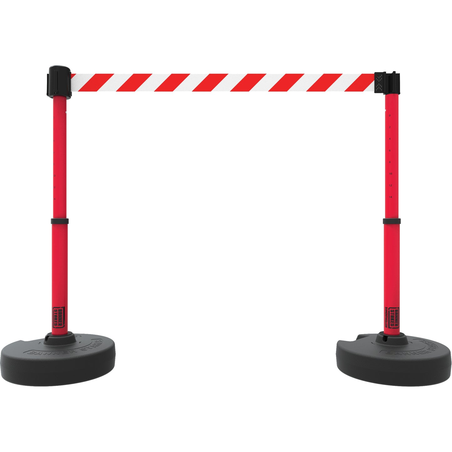 Banner Stakes PLUS Barrier Post Set X2, Plastic, 42" H, Red Tape, 15' Tape Length