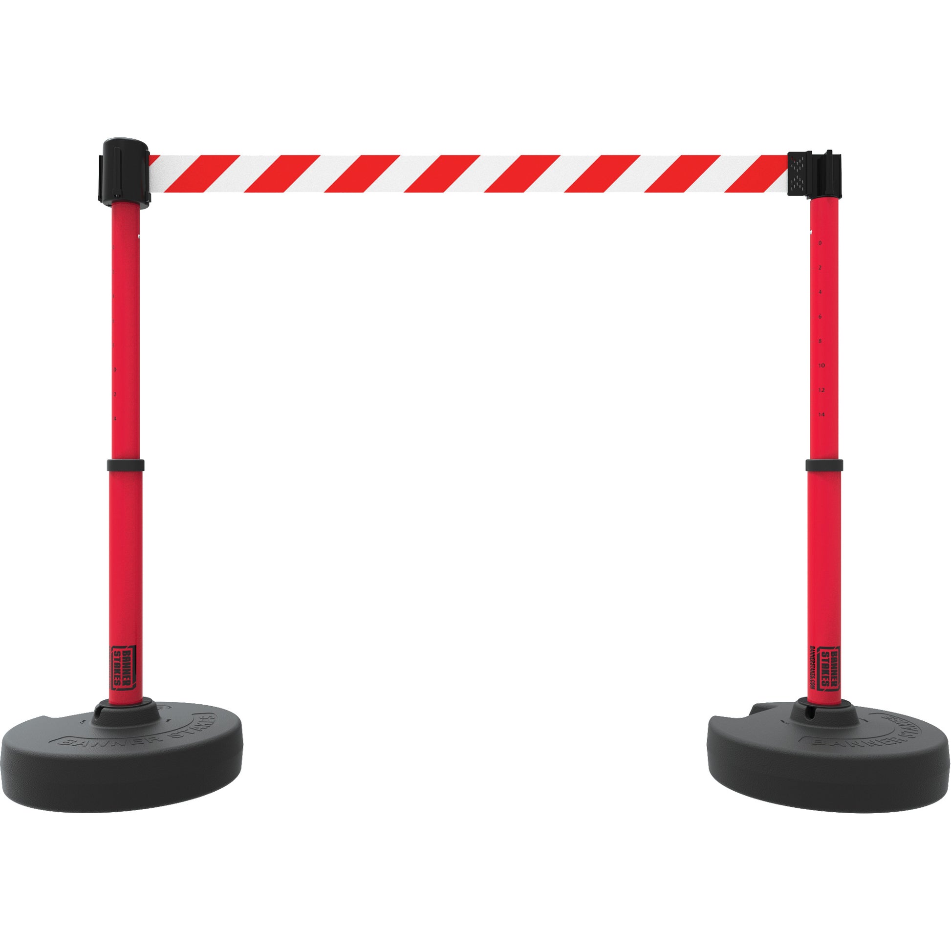 Banner Stakes PLUS Barrier Post Set X2, Plastic, 42" H, Red Tape, 15' Tape Length