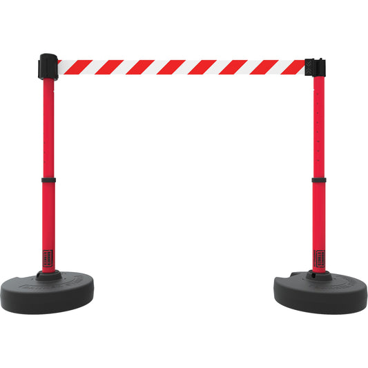 Banner Stakes PLUS Barrier Post Set X2, Plastic, 42" H, Red Tape, 15' Tape Length