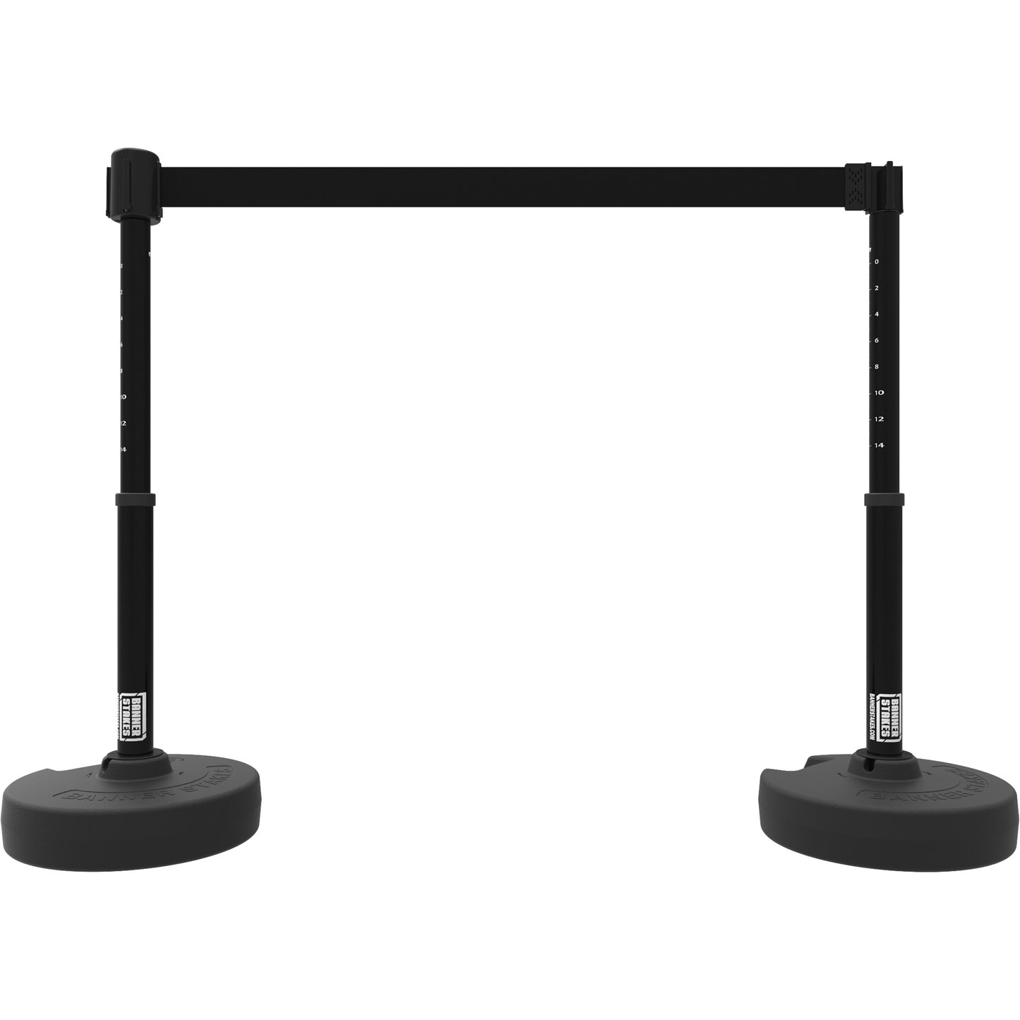 Banner Stakes PLUS Barrier Post Set X2, Plastic, 42" H, Black Tape, 15' Tape Length