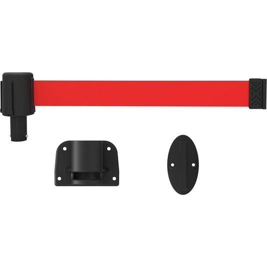 Banner Stakes PLUS Wall Mount Barrier System, Plastic, Screw Mount, 15', Red Tape
