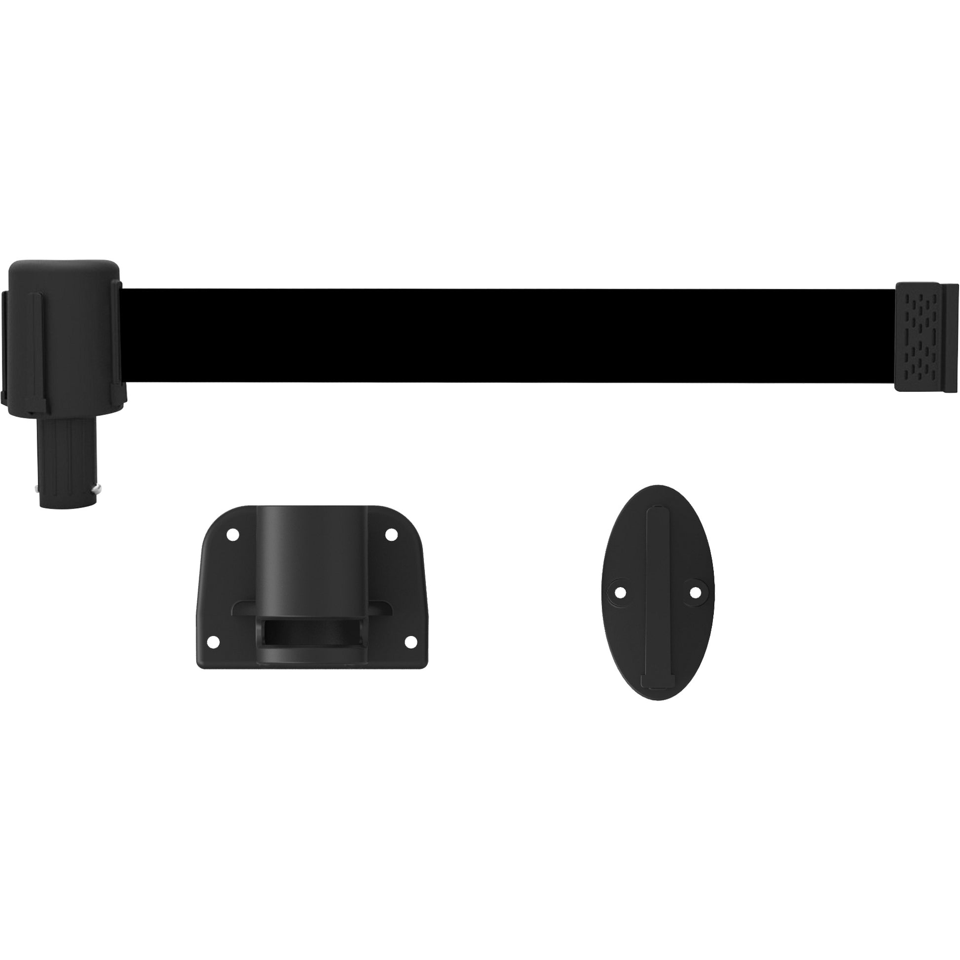 Banner Stakes PLUS Wall Mount Barrier System, Plastic, Screw Mount, 15', Black Tape