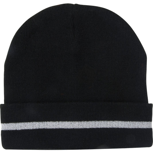 Zenith Safety Products Knit Hat with Silver Reflective Stripe, One Size, Black