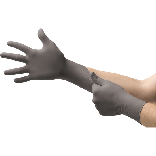 Ansell TouchNTuff® 93-250 Disposable Gloves, 9/Large, Nitrile, 5.1-mil/7.9-mil, Powder-Free, Grey