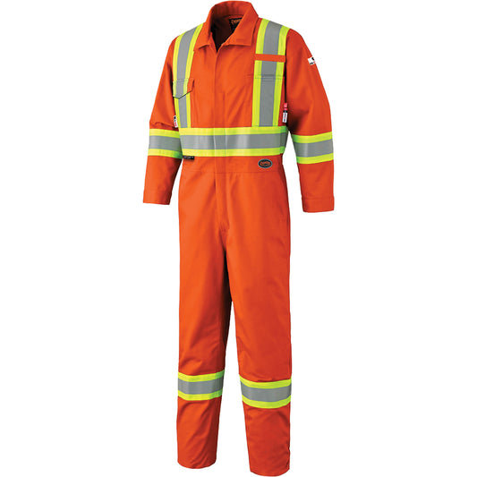 Pioneer 7702 Arc Flash Hi-Vis Safety Coveralls, Size 66, Orange, 10 cal/cm²