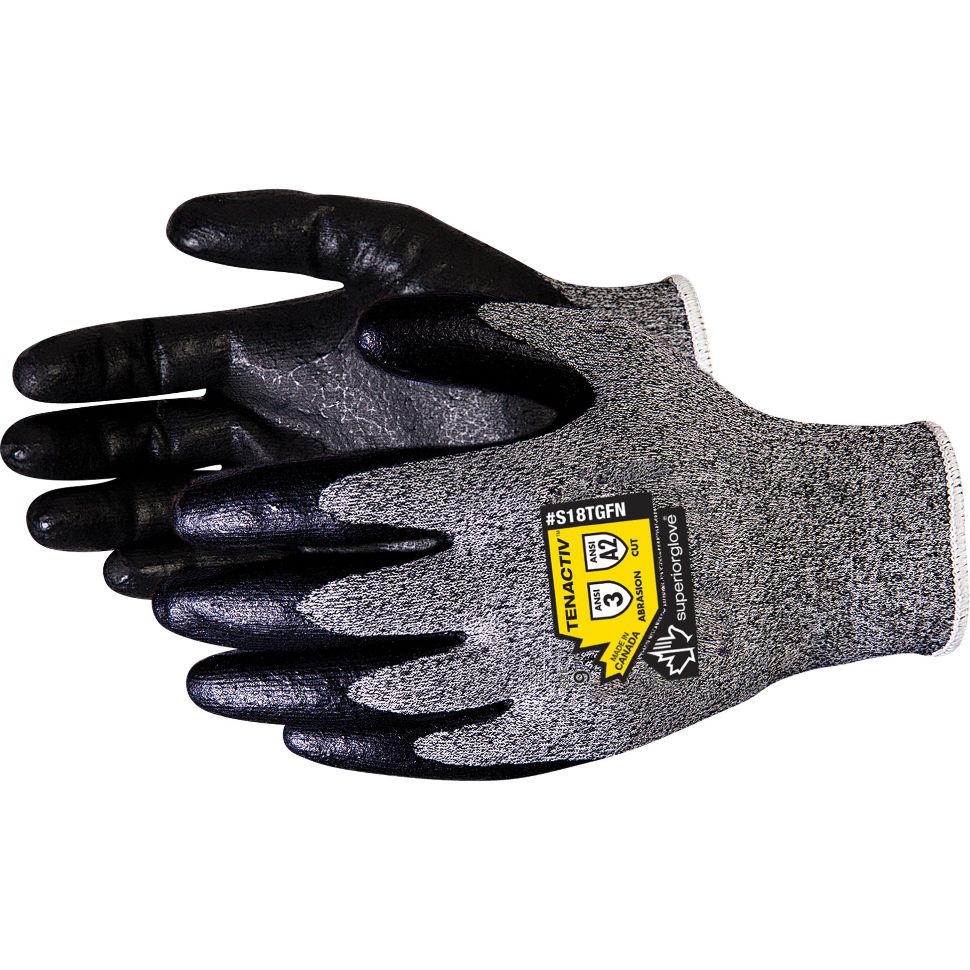 Superior Glove Works Ltd. Cut-Resistant Gloves, Size 5, 18 Gauge, Foam Nitrile Coated, TenActiv™ Shell, ASTM ANSI Level A2