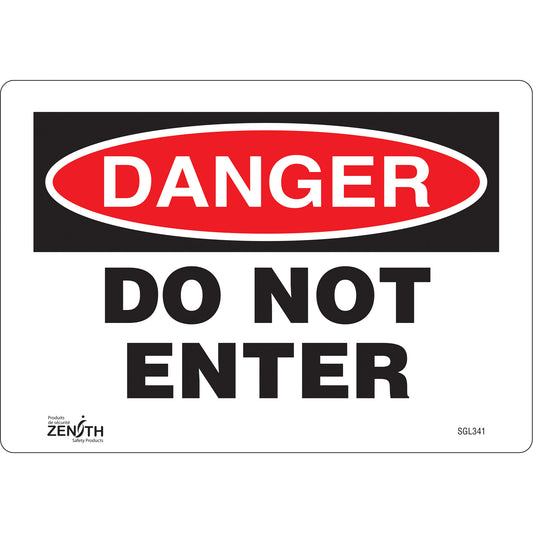 Zenith Safety Products "Do Not Enter" Sign, 7" x 10", Vinyl, English