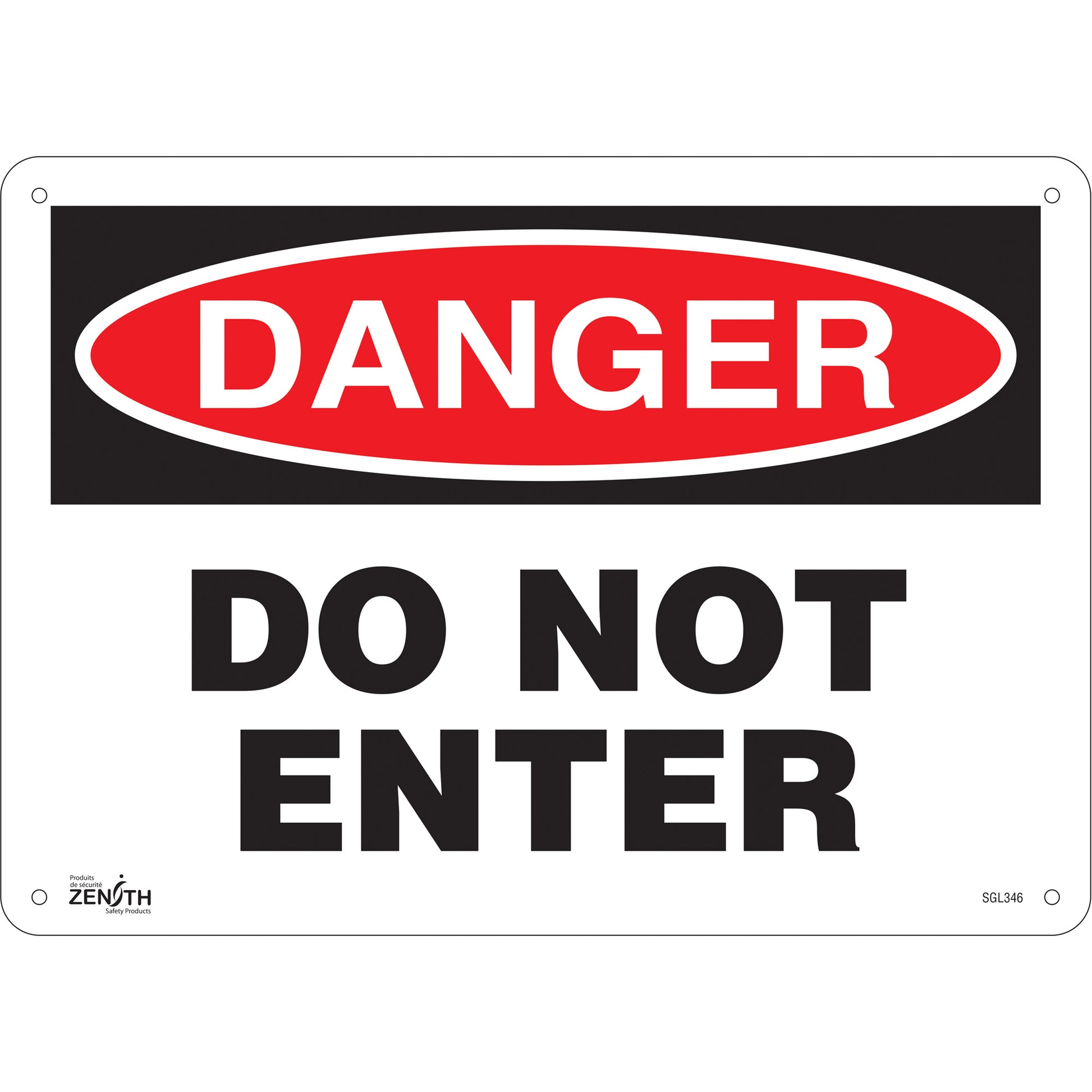 Zenith Safety Products "Do Not Enter" Sign, 10" x 14", Aluminum, English