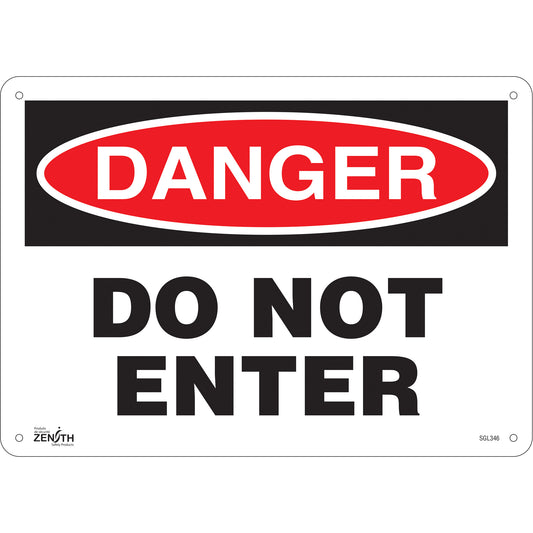 Zenith Safety Products "Do Not Enter" Sign, 10" x 14", Aluminum, English