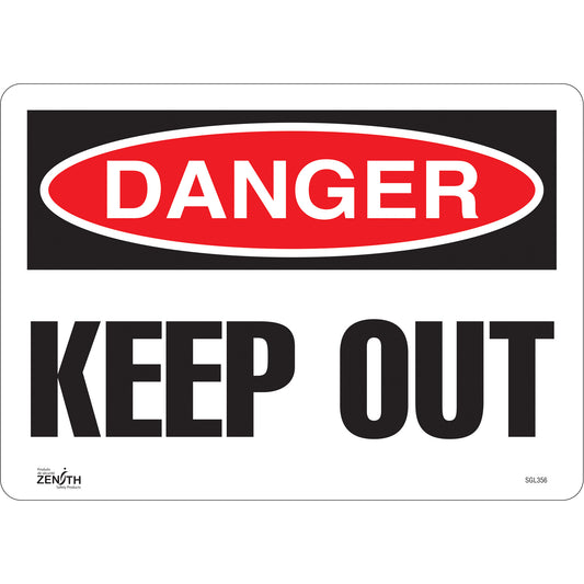 Zenith Safety Products "Keep Out" Sign, 10" x 14", Vinyl, English
