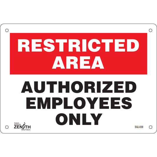 Zenith Safety Products "Authorized Personnel Only" Sign, 7" x 10", Aluminum, English