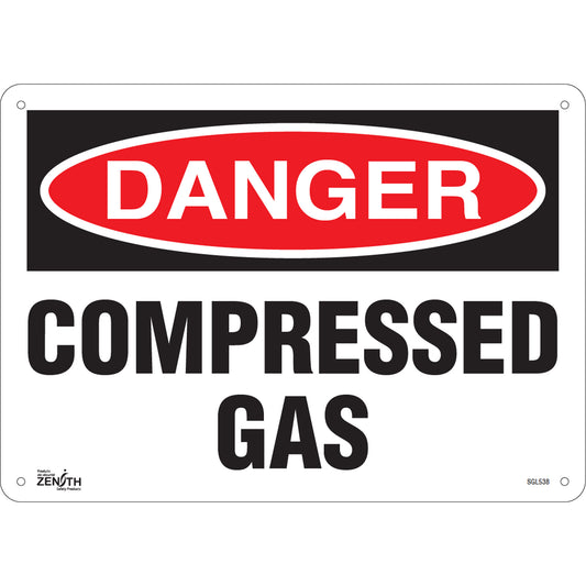 Zenith Safety Products "Compressed Gas" Sign, 10" x 14", Aluminum, English