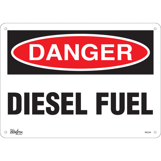 Zenith Safety Products "Diesel Fuel" Sign, 10" x 14", Aluminum, English